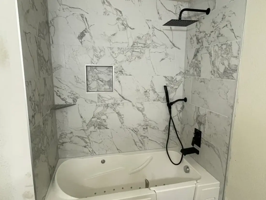 Marble tile walk-in tub bathroom near Beaverton, OR